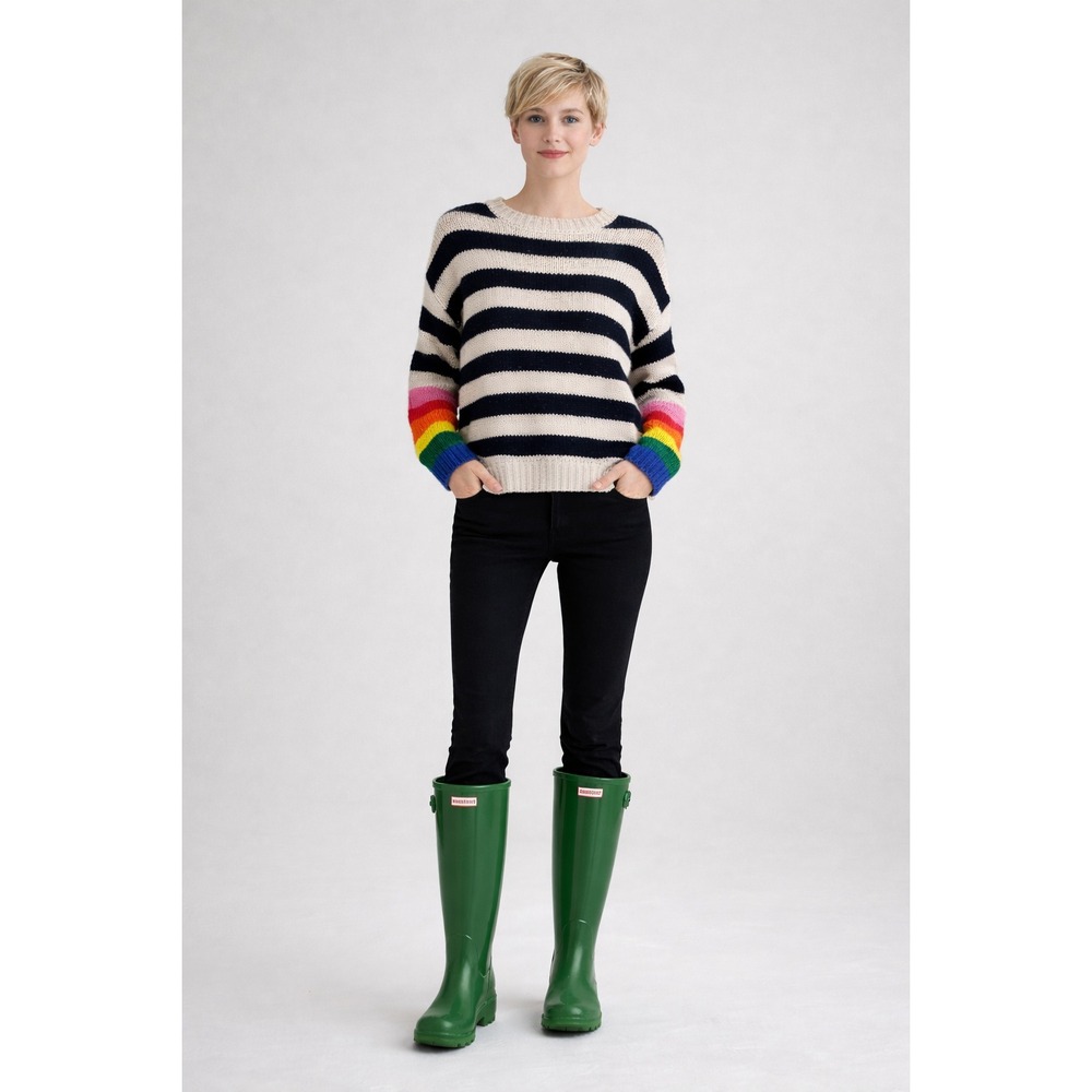 Sundry Sweater with rainbow sleeves, Size XS, Excellent Condition